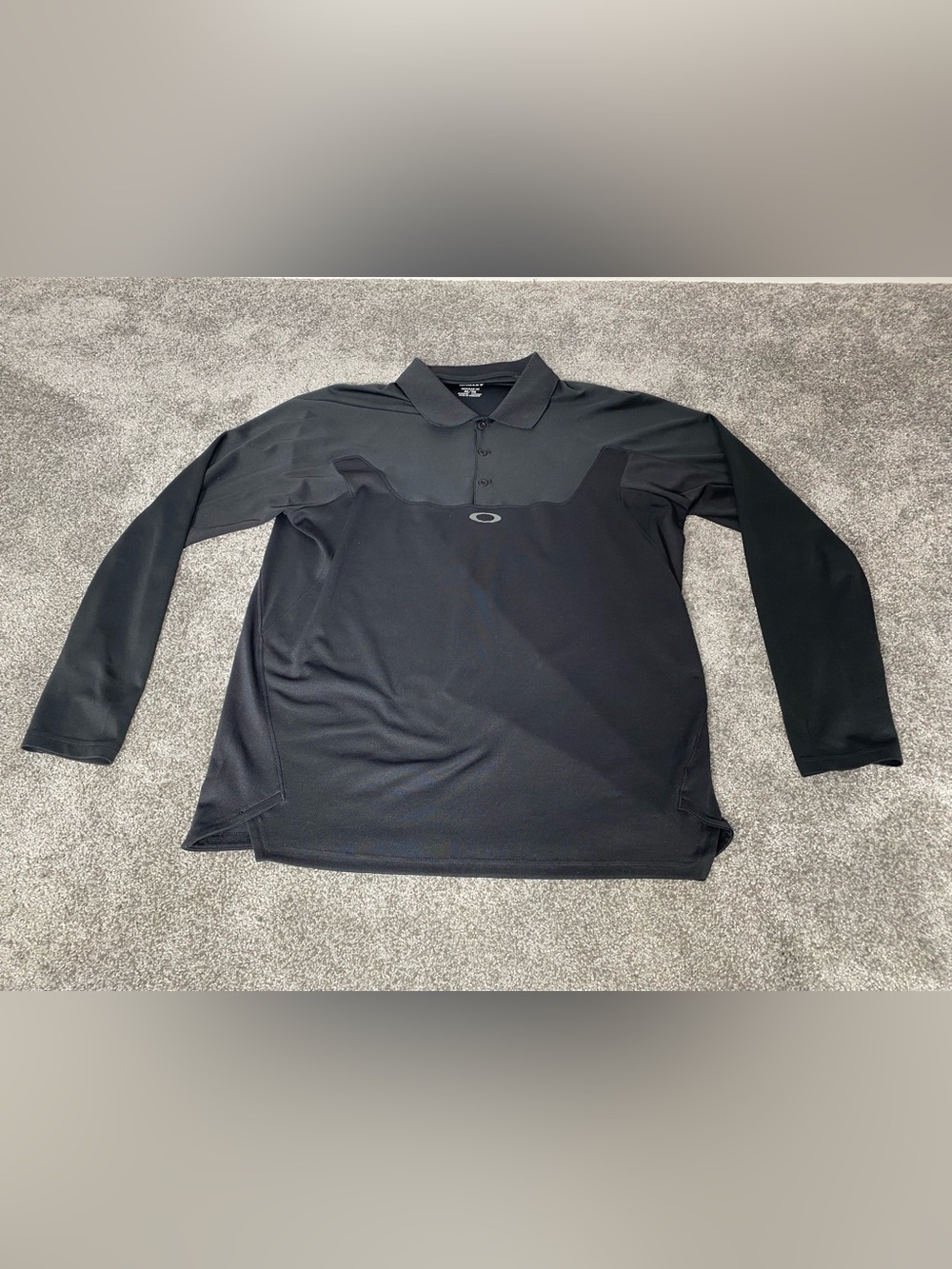 Oakley Hydrolix Mens Polo Shirt XL Black Long Sleeve Collared Solid Logo